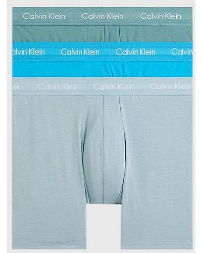 Calvin Klein 3 Pack Low Rise Trunks - Cotton Stretch - - Blue - Men - L - Multicolor