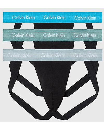 Calvin Klein 3-pack Jock Straps - Cotton Stretch - Blauw