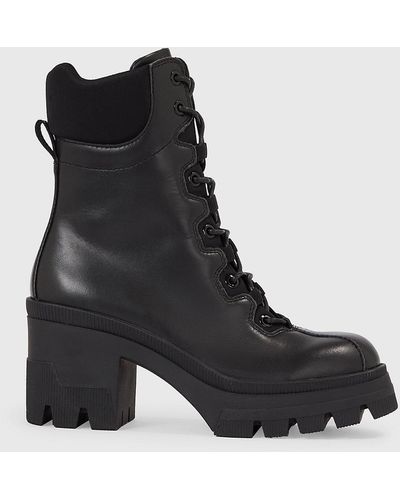Calvin Klein Leather Heeled Boots - Black