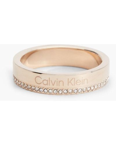 Calvin Klein Ring - Minimal Linear - - Gold - Women - 6 - White