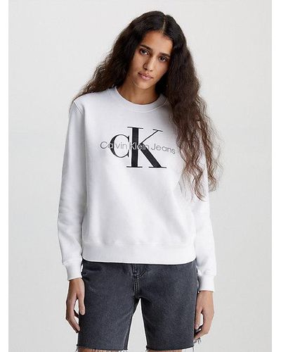 Calvin Klein Monogramm-Sweatshirt - Weiß