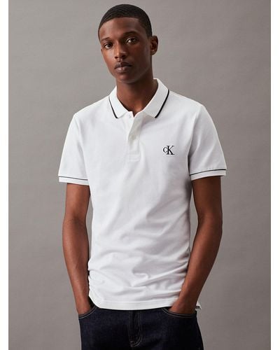 Calvin Klein Polo slim en coton bio - Blanc