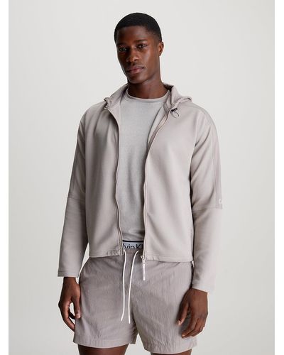 Calvin Klein Jacquard Zip Up Hoodie - Grey
