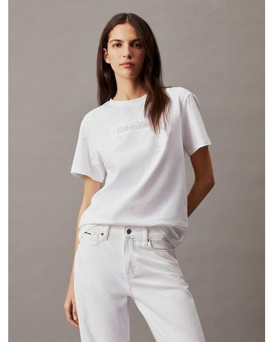 Calvin Klein T-shirt en coton avec logo - Gris
