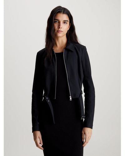 Calvin Klein Veste à ceinture en jersey doux - Noir