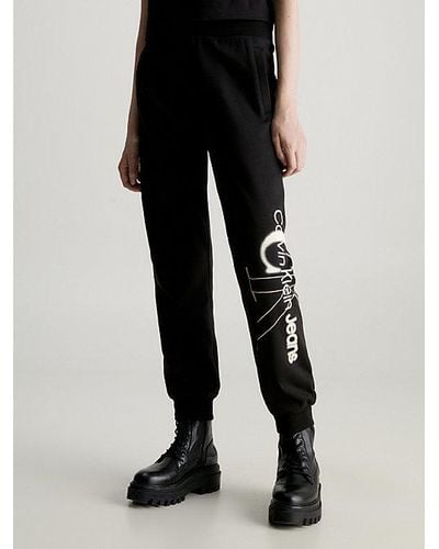 Calvin Klein Pantalón de chándal de felpa de algodón - Negro