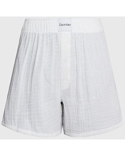 Calvin Klein Pyjamashorts BOXER SLIM mit Markenlabel auf dem Bund - Weiß