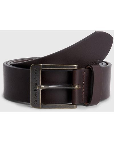 Calvin Klein Leather Belt - - Brown - Men - 115 cm - Multicolore