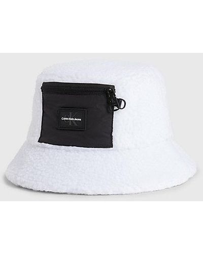 Calvin Klein Zachte Sherpa Bucket Hat - Wit