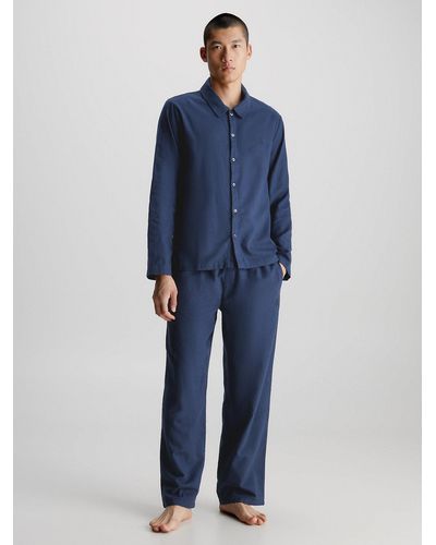 Calvin Klein Ensemble de pyjama long en flanelle - Bleu