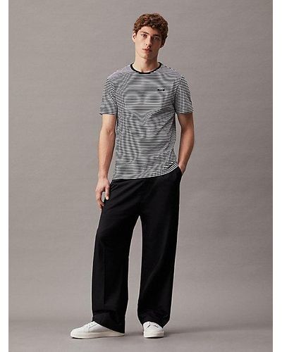 Calvin Klein Gestreept Katoenen T-shirt - Grijs