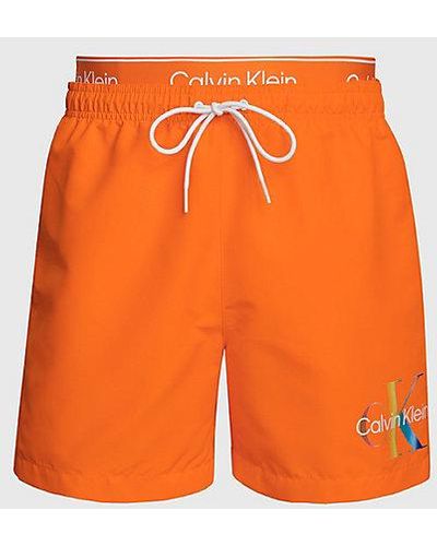 Calvin Klein Zwemshort Met Dubbele Tailleband - Pride - Oranje