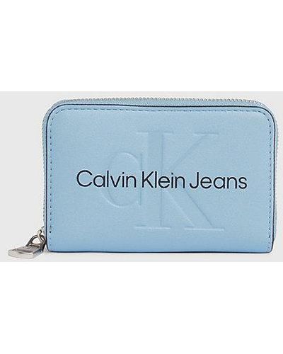 Calvin Klein Rfid Portemonnee Met Logo En Rits Rondom - Blauw