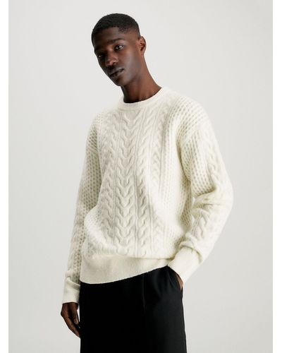 Calvin Klein Pull en laine mélangée torsadée - Neutre