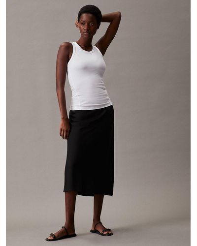 Calvin Klein Jupe slim mi-longue en crêpe - Noir