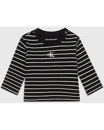 Calvin Klein Camiseta de manga larga a rayas de recién nacido - Negro