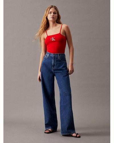 Calvin Klein Body à monogramme en coton élastique - Rouge