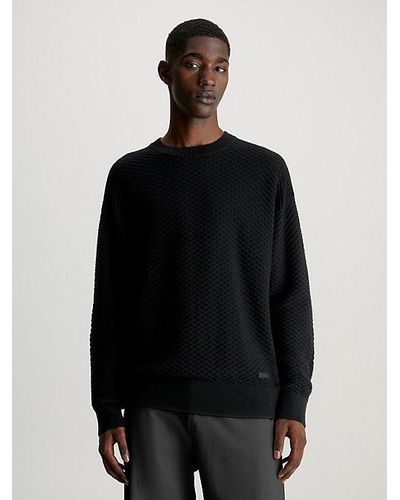 Calvin Klein Katoenen Trui Met Textuur - Zwart
