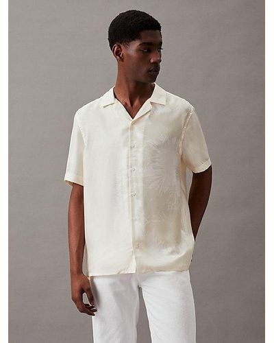 Calvin Klein Overhemd Van Gebloemde Zijde - Wit
