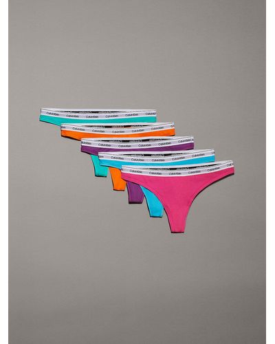 Calvin Klein 5 Pack Low Rise Thongs - Modern Logo - Pink