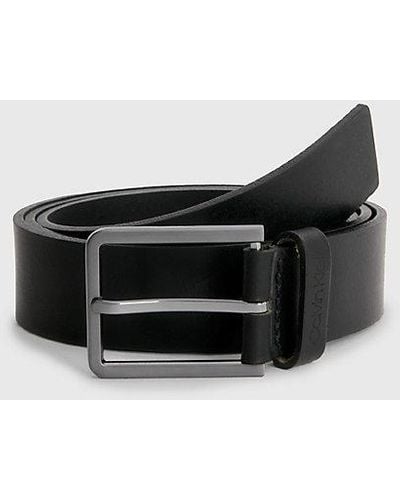 Calvin Klein Leather Belt - - Black - Men - 90 Cm - Zwart