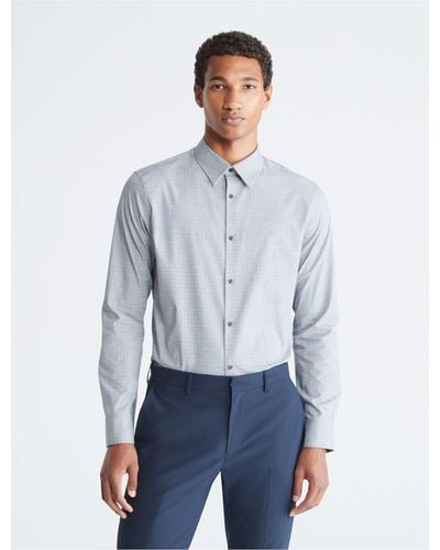 Calvin Klein Plaid Slim Stretch Button-down Shirt - White