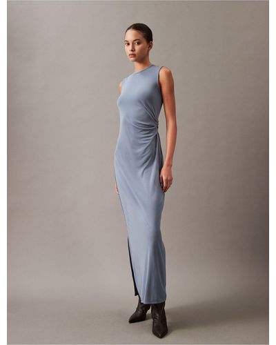 Calvin Klein Refined Jersey Gathered Dress - Gray