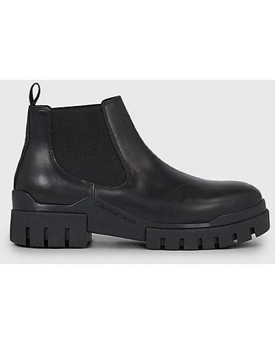 Calvin Klein Leren Chelsea Boots - Zwart