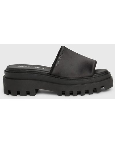 Calvin Klein Satin Platform Sandals - Black