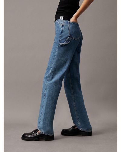 Calvin Klein High Rise Straight Carpenter Jeans - Blue