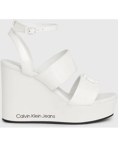 Calvin Klein Platform Wedge Sandals - White