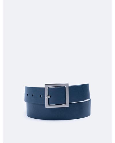 Calvin Klein Rectangle Center Buckle Belt - Blue