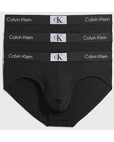 Calvin Klein Hombre Pack de 3 Calzoncillos Hip Briefs Algodón con Stretch - Negro