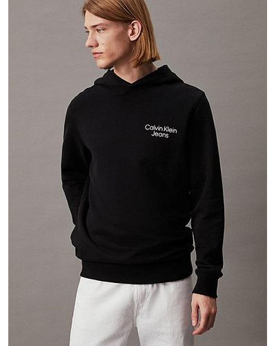 Calvin Klein Badstoffen Hoodie Met Grafisch Logo - Zwart