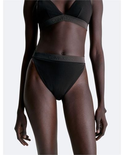 Calvin Klein Core Tonal High Waist Bikini Bottom - Black
