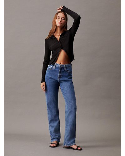 Calvin Klein High Rise Straight Jeans - Blue
