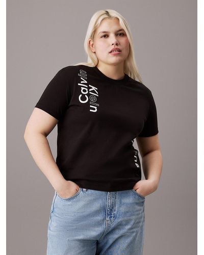 Calvin Klein Plus Size Multi Logo T-shirt - Black