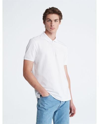 Calvin Klein Tech Zip Polo Shirt - White