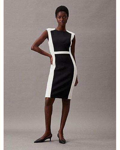 Calvin Klein Schmales Scuba-Kleid im Blockfarben-Design - Schwarz