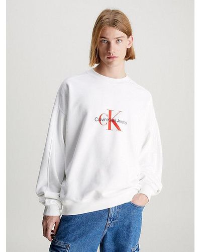 Calvin Klein Oversized Sweatshirt Met Monogram - Wit