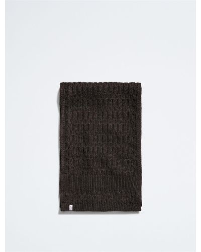 Calvin Klein Solid Cable Knit Scarf - Black