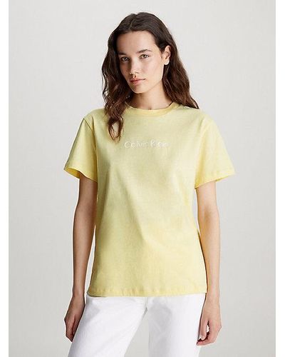 Calvin Klein Camiseta de algodón con logo - Amarillo