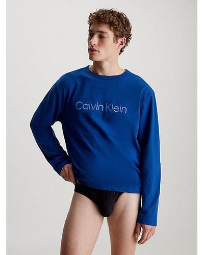 Calvin Klein Pyjama-Top mit langen Ärmeln - Pure - Blau
