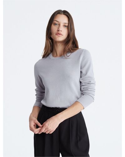 Calvin Klein Smooth Cotton Sweater - Gray