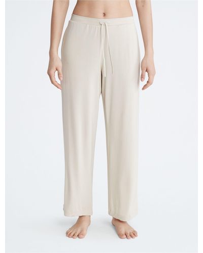 Calvin Klein Modal Satin Sleep Pants - Natural
