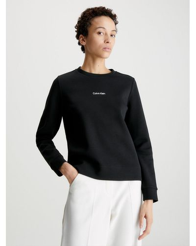 Calvin Klein Sweat-shirt en coton avec micro-logo - Noir
