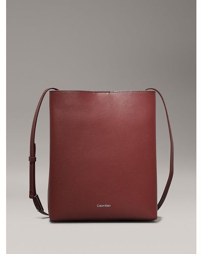Calvin Klein Leather Crossbody Bag - Red