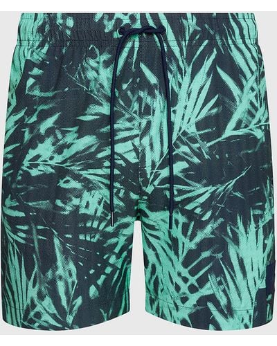 Calvin Klein Medium Drawstring Swim Shorts - Ck Prints - Green