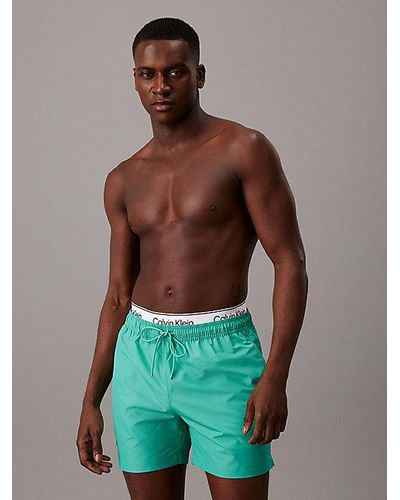 Calvin Klein Bañador corto con cinturilla doble - Verde