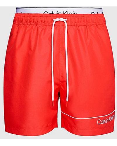 Calvin Klein Bañador corto con cinturilla doble - Rojo